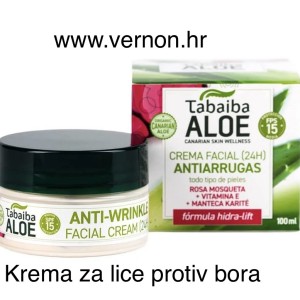 TABAIBALOE ANTI-WRINKLE FACIAL CREAM 24H WITH ALOE VERA,ROSEHIP AND SHEA BUTTER KREMA ZA LICE I VRAT PROTIV BORA S ALOE VEROM,ŠIPKOM I SHEA MASLACOM 100 ml