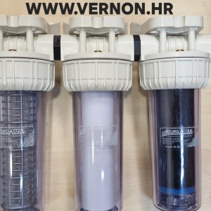 Euroacque trostupanjska filtracija za obradu kišnice 10 inča 1” priključak GOODRAIN TRIPLEX 60 MIKRONA  NAJLON ,10 MIKRONA MIKROFIBRA I AKTIVNI UGLJEN