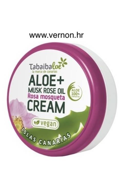 TABAIBALOE ALOE CREAM MUSK ROSE FACE AND BODY KREMA ZA LICE I TIJELO S ALOE VEROM  I ULJEM MOŠUSA I RUŽE PRIRODNA HIDRATANTNA KREMA - 50 ml