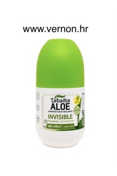 TABAIBALOE INVISIBLE ALOE VERA ROLL-ON DEODORANT NEVIDLJIVI DEZODORANS S ALOE VEROM U ROLL-ON  PAKIRANJU SA 48 SATI ZAŠTITE– 50 ml
